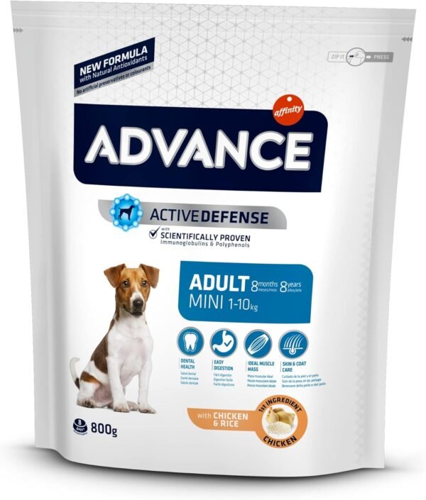 Advance Dog Mini Adult Pollo & Arroz 800 g – Pienso Premium para Perros de Raza Pequeña