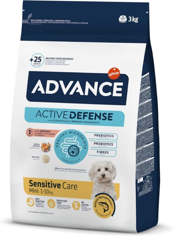 Advance Mini Sensitive Salmón 3 kg – Pienso Grain-Free para Perros de Raza Pequeña con Digestión Sensible