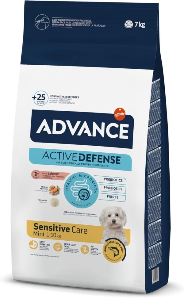 Advance Mini Sensitive Salmón 7 kg – Pienso Grain-Free para Perros de Raza Pequeña con Digestión Delicada