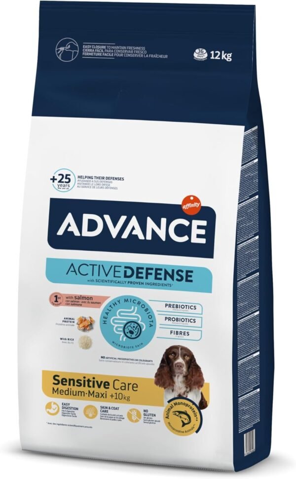 Advance Medium-Maxi Sensitive Salmón 12 kg – Pienso Grain-Free para Perros de Razas Medianas y Grandes con Digestión Sensible