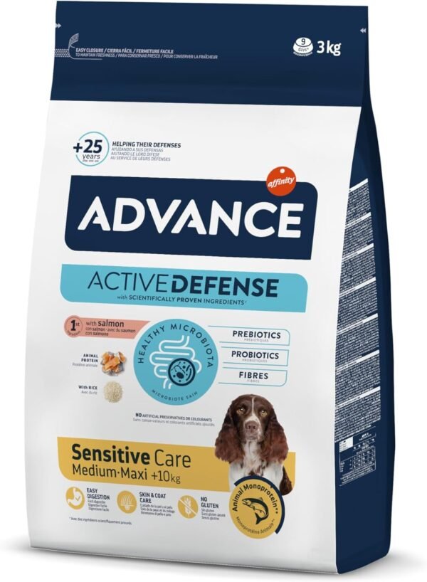 Advance Medium-Maxi Sensitive Salmón 3 kg – Pienso Grain-Free para Perros de Razas Medianas y Grandes con Digestión Sensible