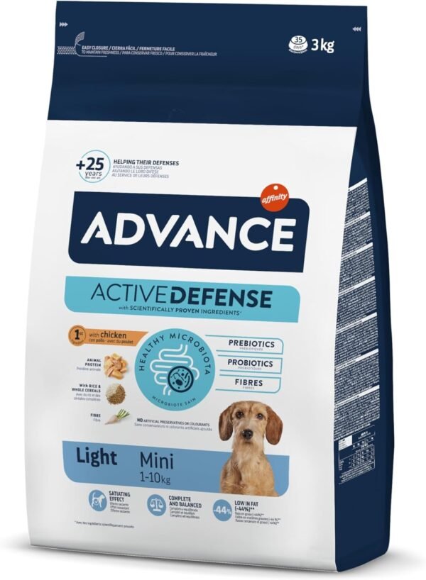 Advance Mini Light Pollo 3 kg – Pienso Bajo en Grasa para Perros Adultos de Raza Pequeña