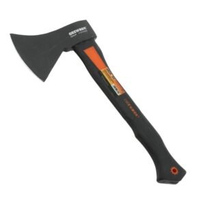 Hacha de Mano 500 g – Mango Corto 35 cm Fibra + Soft-Touch, Cabeza de Acero Forjado