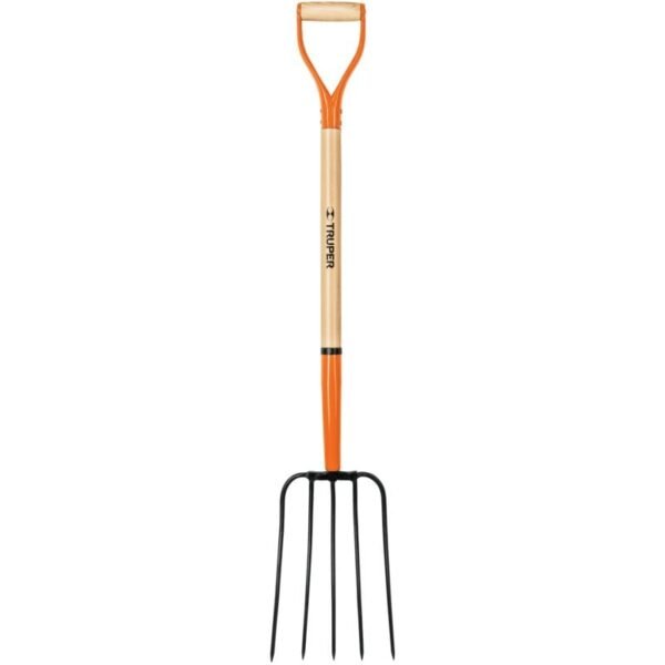 Horca para Paja de Gran Capacidad – 5 Dientes Forjados, Ancho 34 cm + Mango de Madera 122 cm