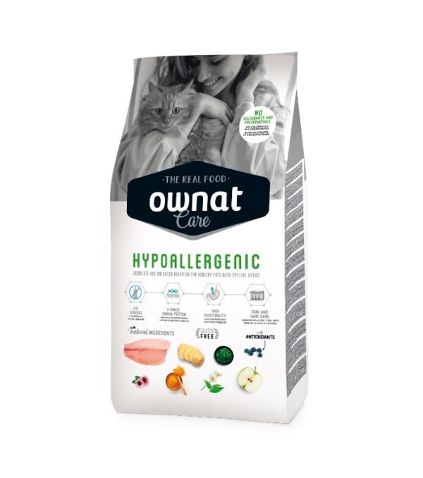 Ownat Care Hypoallergenic Cat · Pavo fresco 40 % Grain Free (1,5 kg / 3 kg)