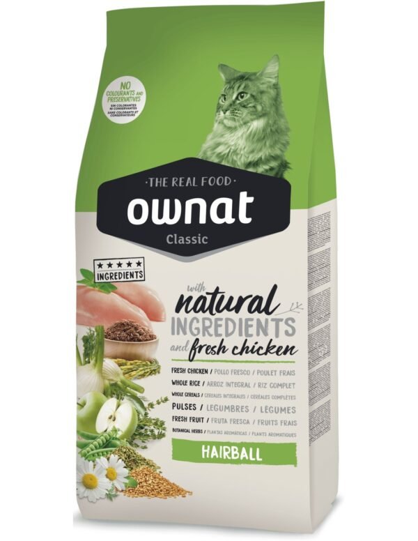 Ownat Classic Cat Hairball 1,5 kg · 8 % fibra & malta contra bolas de pelo