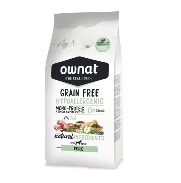 Ownat Grain Free Hypoallergenic Pork 3 kg · Pienso monoproteico sin cereales