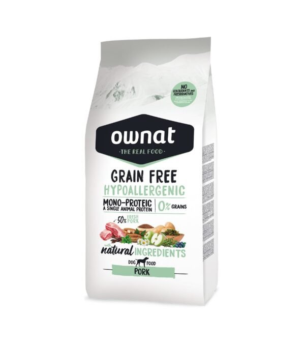 Ownat GF Hypo Pork 3 kg · Monoproteico de cerdo fresco sin cereales