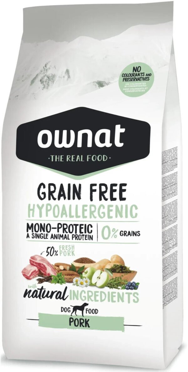 Ownat GF Hypo Pork 12 kg · Monoproteico de cerdo fresco sin cereales